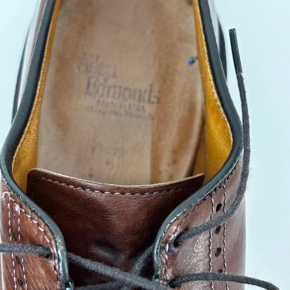 Allen Edmonds Wilbert Brown Leather Cap Toe Derby Comfort Shoes Mens 10 D